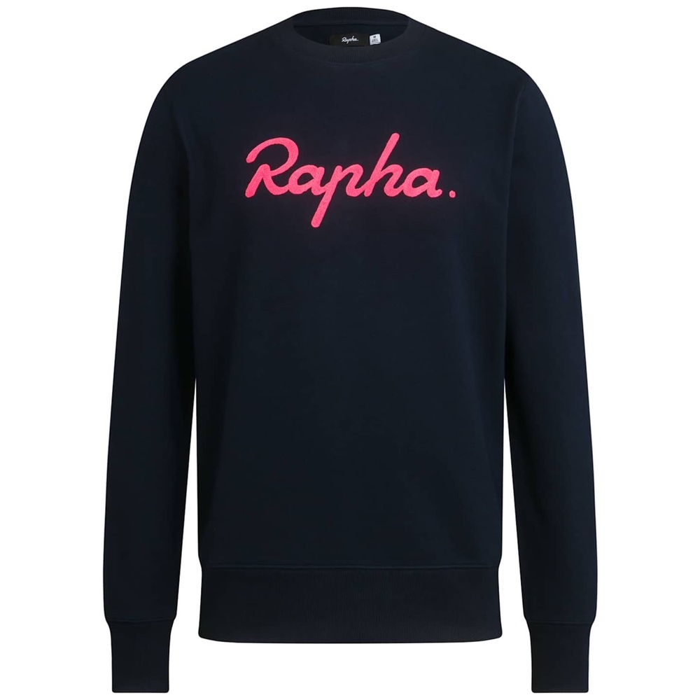 Rapha Women’s Logo Sweatshirt Crew Neck Pullover Navy Pink USA Cycling Cotton